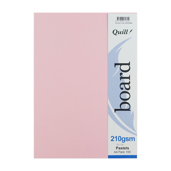 Quill Coloured Board 210gsm A4 Pastels Assorted Pack of 100