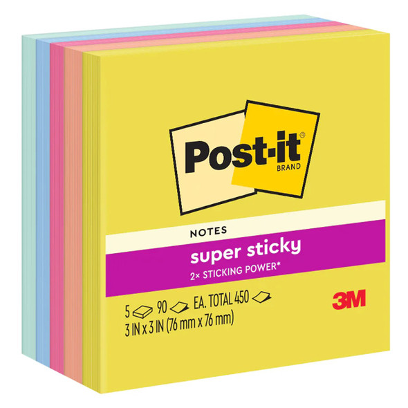 Post-it Super Sticky Notes Summer Joy 76 x 76mm Pack of 5 654-5SSJOY