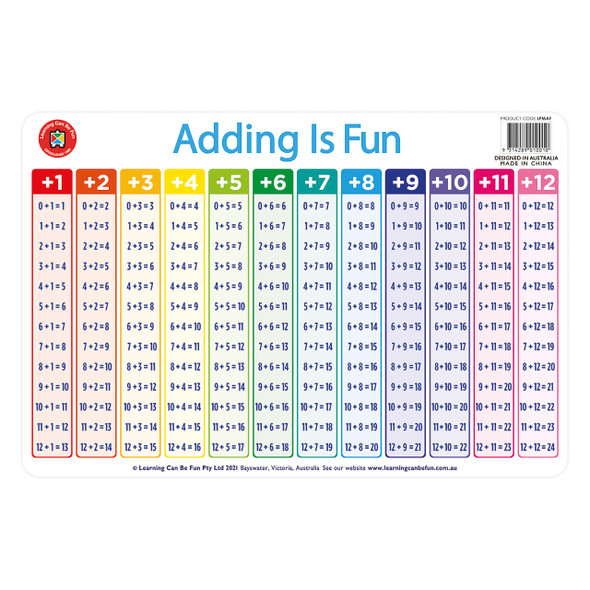 Learning Can Be Fun Adding Is Fun Placemat