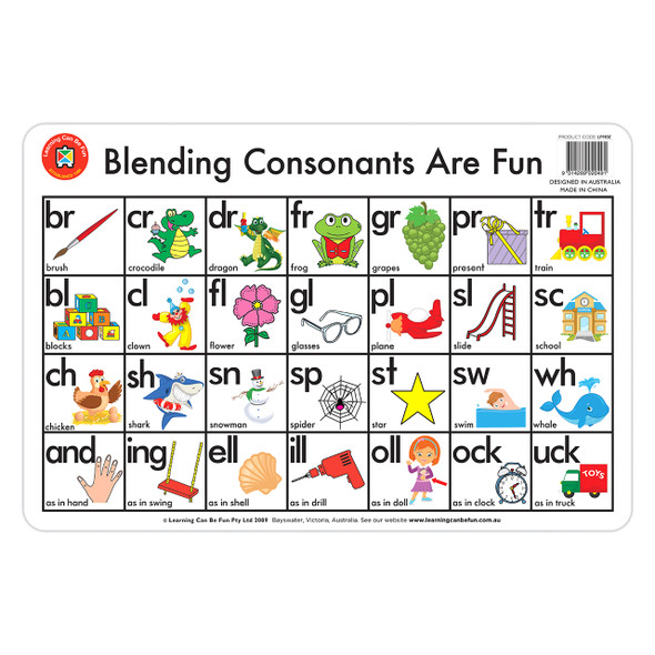 Learning Can Be Fun Blending Consonants Are Fun Placemat
