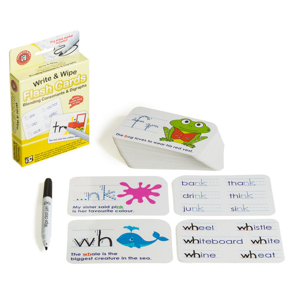 Write and Wipe Flash Cards Blending Consonants and Digraphs Learning Can Be Fun