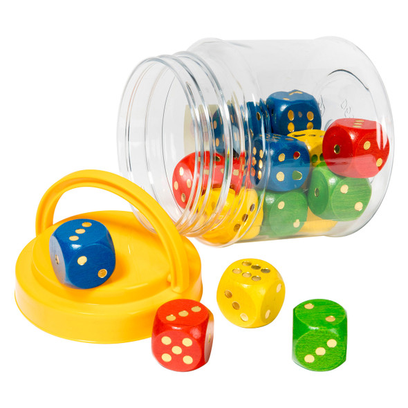 Learning Can Be Fun Giant Wooden Dice Jar of 16