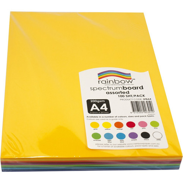 Rainbow Spectrum Board A4 220gsm Assorted Pack of 100