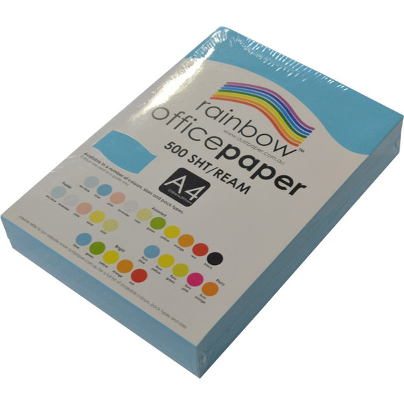 Rainbow Office Paper A4 80gsm Bright Blue Pack of 500