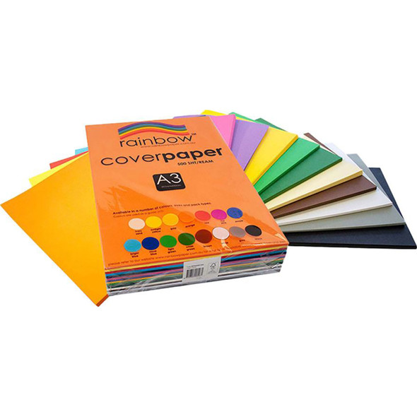 Rainbow Cover Paper A3 125gsm Assorted Pack of 500