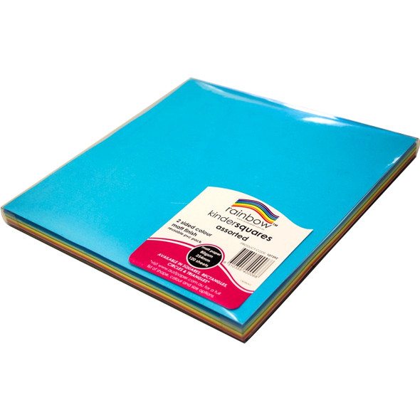 Rainbow Kinder Squares 80gsm Double Sided 254mm Matt Assorted Pack of 120