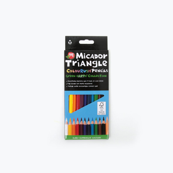 Micador ColouRush Triangular Coloured Pencils FSC 100% Box of 12