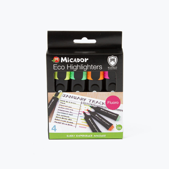 Micador Eco Highlighters Assorted Wallet of 4