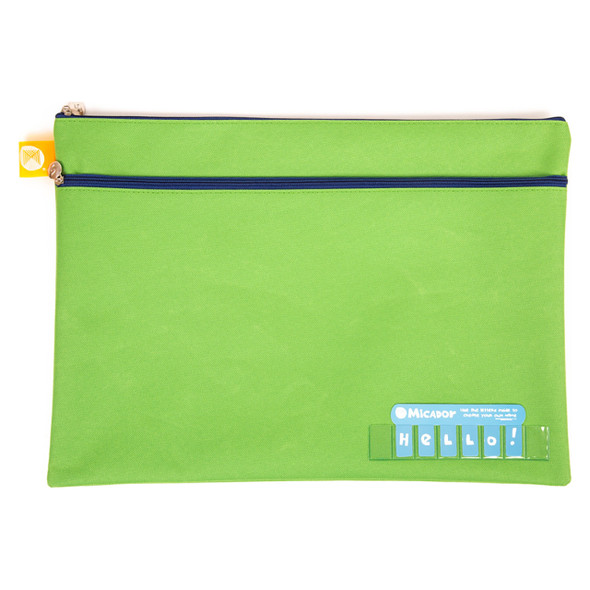 Micador Name Pencil Case Twin Zip 375 x 264mm Green