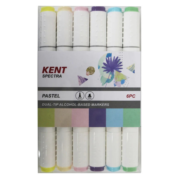 Kent Spectra Brush and Chisel Marker Pastel Set of 6