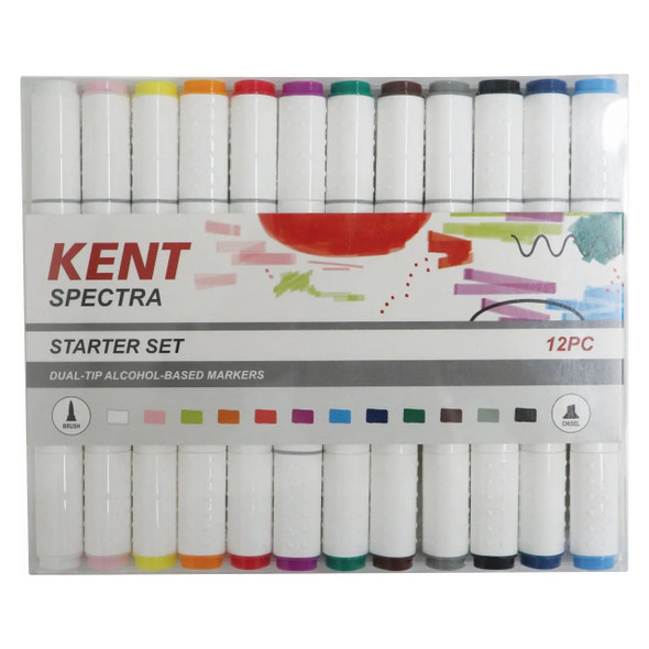 Kent Spectra Brush and Chisel Marker Starter Set of 12