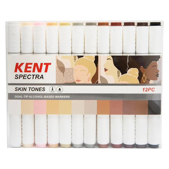 Kent Spectra Brush and Chisel Marker Skin Tones Set of 12