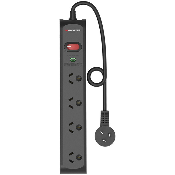 Monster 4 Socket Surge Protector Black