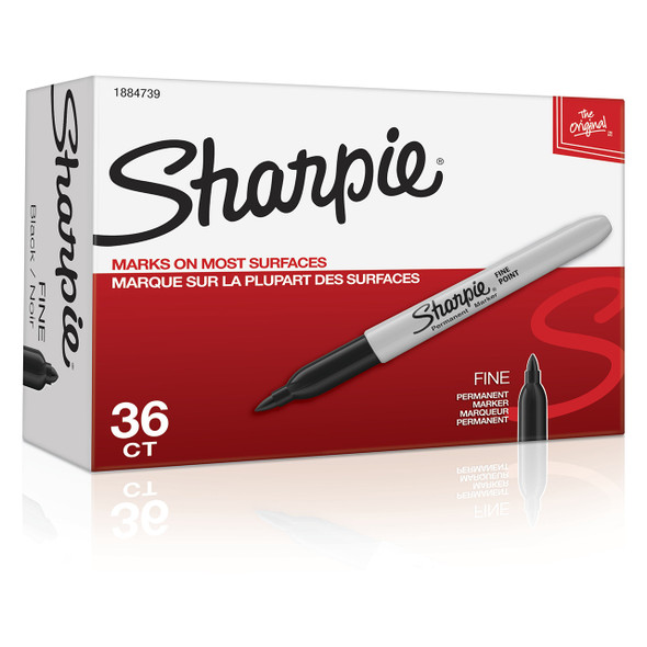 Sharpie Permanent Marker Fine 1.0mm Black - Box of 36 | Mega Office Supplies