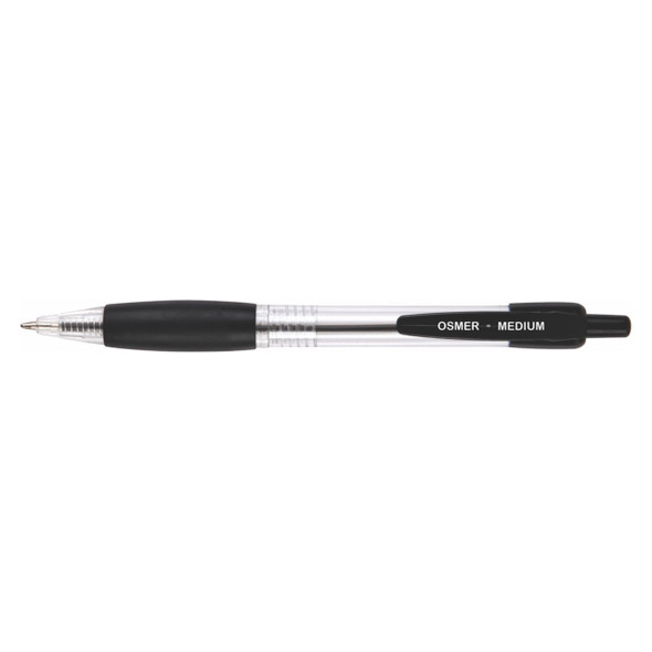 Osmer Black Retractable Ballpoint Pen Medium Box of 12