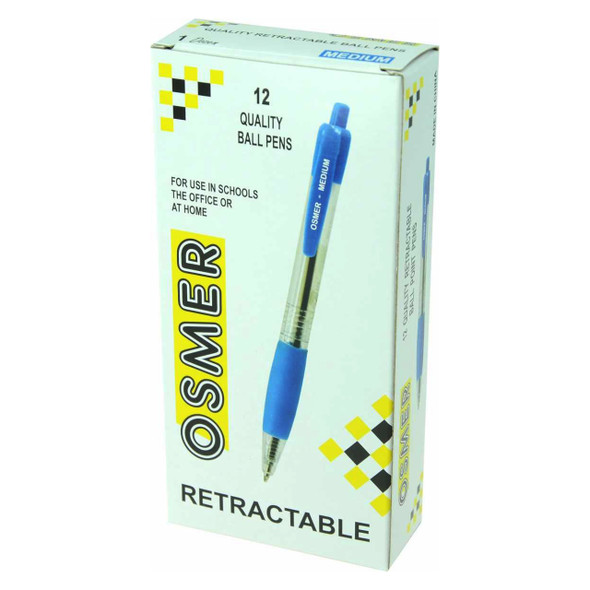 Osmer Retractable Ballpoint Pen Medium Blue Box of 12