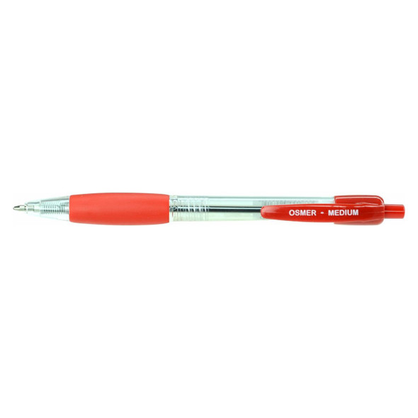 Osmer Red Retractable Ballpoint Pen Medium Box of 12