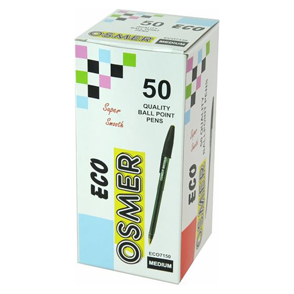 Osmer Economy Ballpoint Pen Medium Black Box of 50