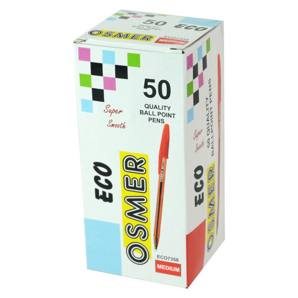 Osmer Economy Ballpoint Pen Medium Red Box of 50