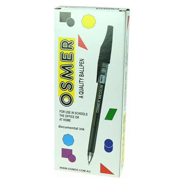 Osmer Ballpoint Pen Medium Black Box of 12