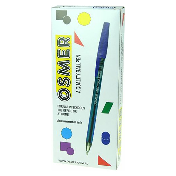 Osmer Ballpoint Pen Medium Blue Box of 12