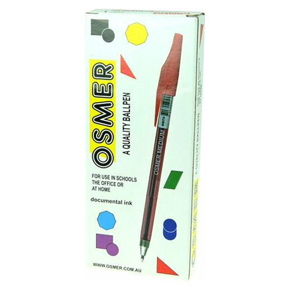 Osmer Ballpoint Pen Medium Red Box of 12