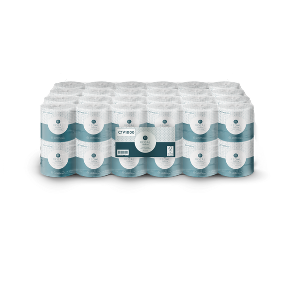 Regal Premium 1 Ply Toilet Tissue 48 individually wrapped rolls in bulk carton, FSC certified Regal Premium 1 Ply Toilet Tissue 48 individually wrapped rolls in bulk carton, FSC certified