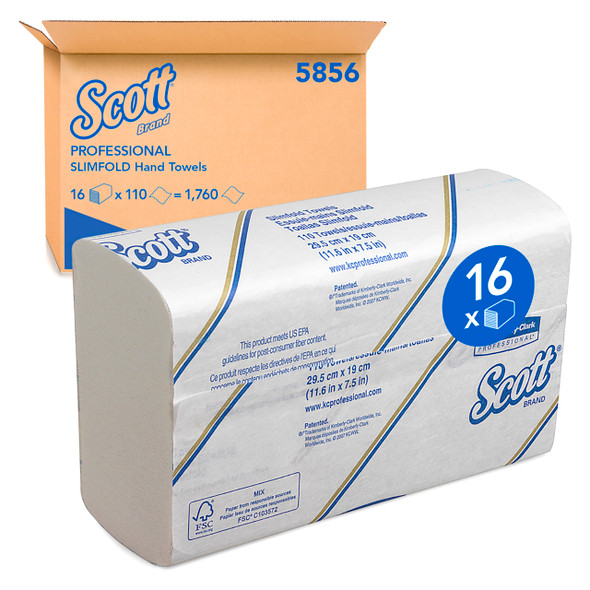 Scott Slimfold Hand Towel White 110 Sheets Pack of 16