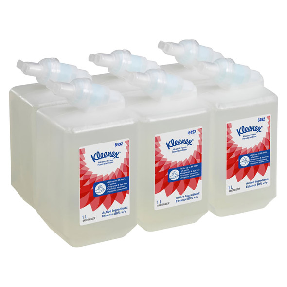 Alcohol Foam Hand Sanitiser Clear 1000ml Cartridge Case of 6 Kleenex