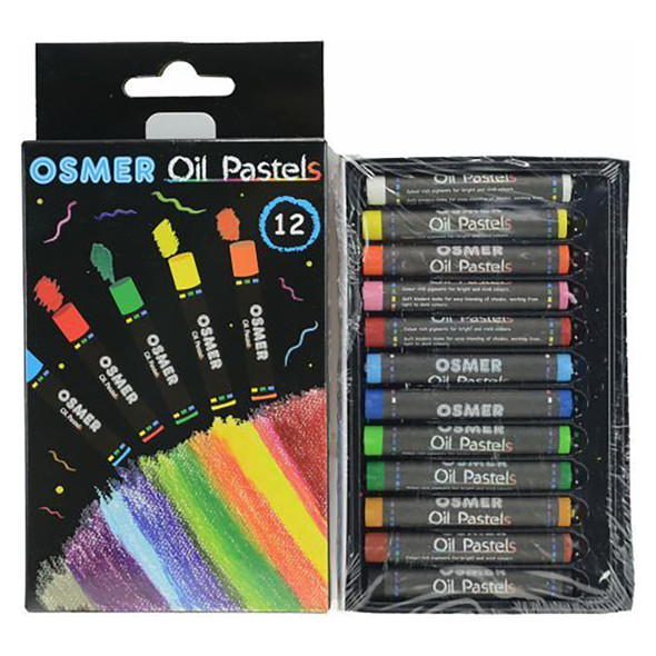 Osmer Oil Pastels 8mm 12 Assorted Colours Box of 12