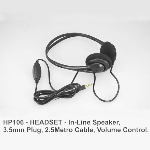 Osmer Black Headphone with Inline Mic and Volume Control Single 3.5mm Plug