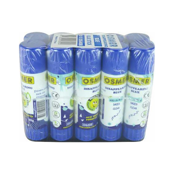 Osmer Glue Stick 40g Disappearing Blue Pack of 10