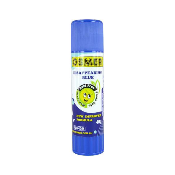 Osmer Glue Stick Disappearing Blue 40g Pack of 10