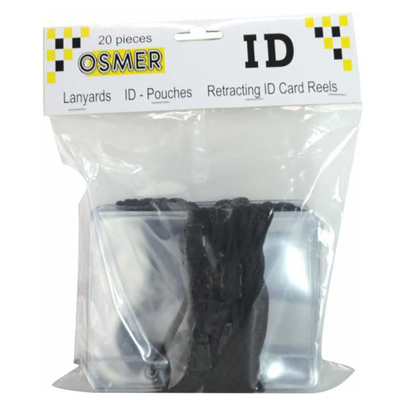 Osmer Lanyard with Large ID Pouch 110 x 71mm Black Pack of 20