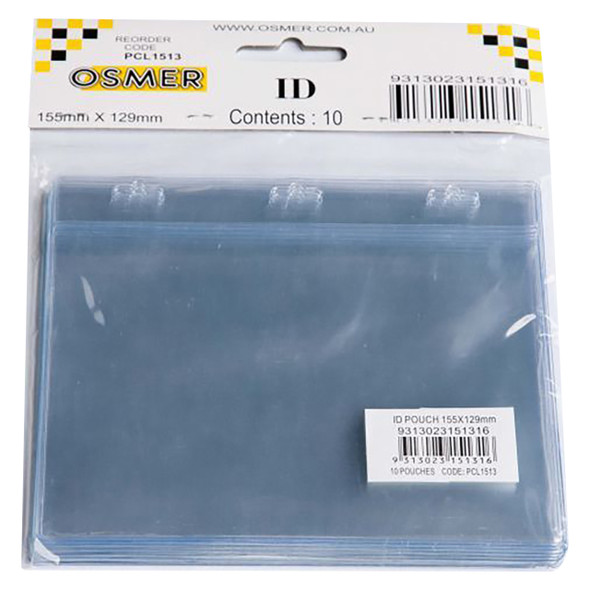 Osmer ID Pouch Landscape 155 x 129mm Clear Pack of 10