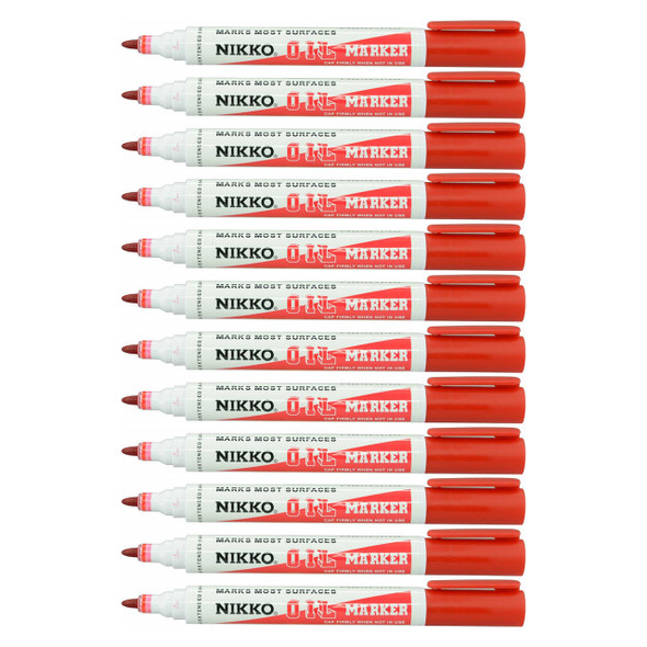 Nikko Permanent Oil Marker Bullet Tip Red Box of 12