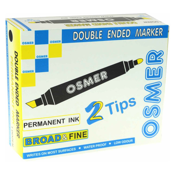 Osmer Double Ended Marker Chisel and Bullet Tips Black Box of 12 | Mega Office Supplies