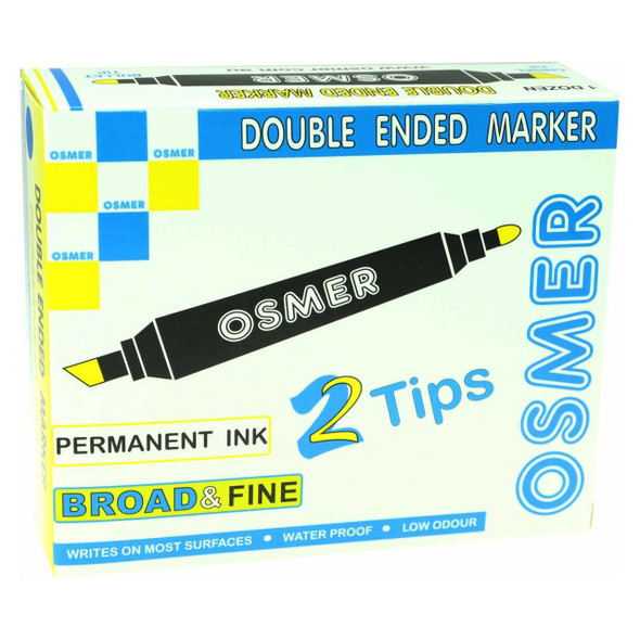 Osmer Double Ended Marker Chisel and Bullet Tips Blue Box of 12 | Mega Office Supplies