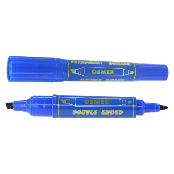 Osmer Blue Double Ended Marker Chisel and Bullet Tips Box of 12 | Mega Office Supplies