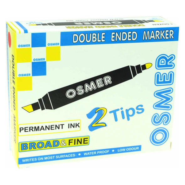 Osmer Double Ended Marker Chisel and Bullet Tips Red Box of 12 | Mega Office Supplies