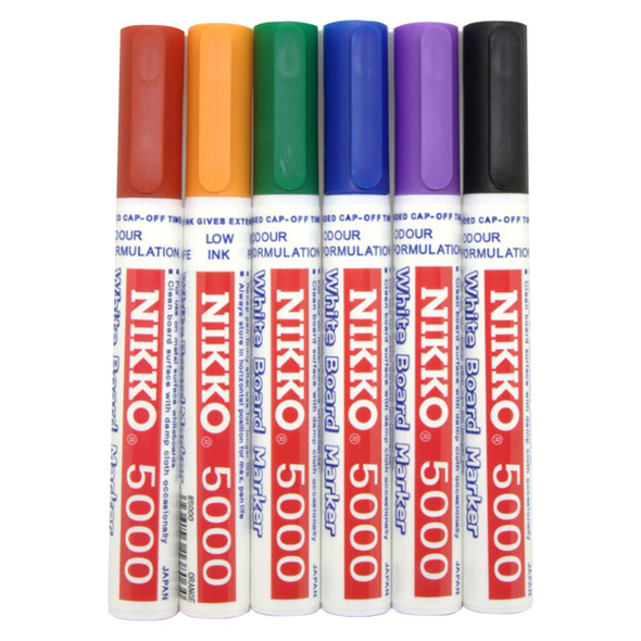 Nikko Assorted 5000 Dry Erase Whiteboard Marker Wallet of 10
