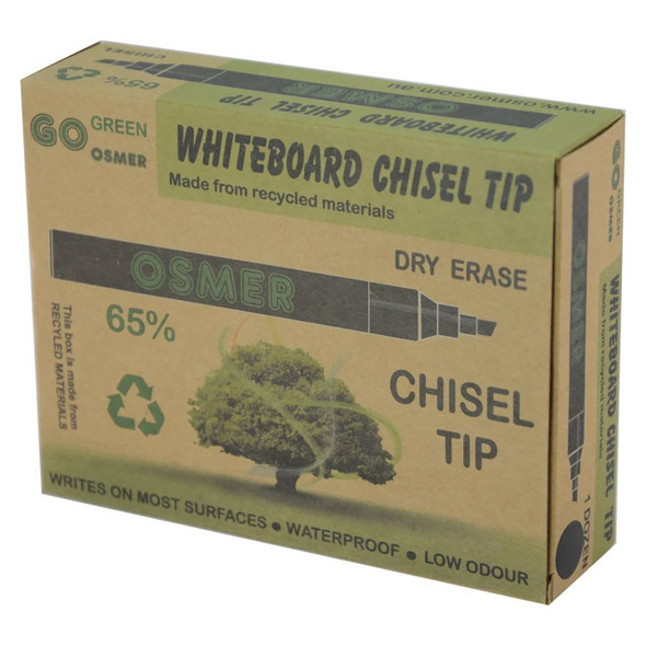 Osmer Whiteboard Marker Chisel Tip Black Box of 144