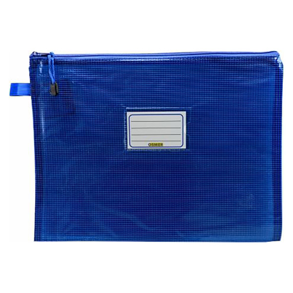 Osmer Mesh Case A4 Tinted Blue 36 x 27cm Blue Zip Pack of 12