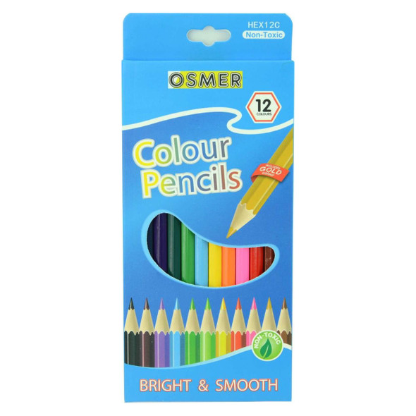 Osmer Colour Pencils Hexagonal Woodcase Pack of 12 Box of 12