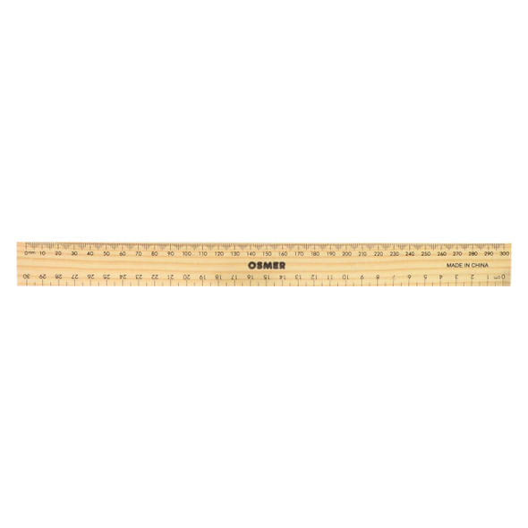 Osmer 30cm Ruler Wooden Unlacquered Pack of 25