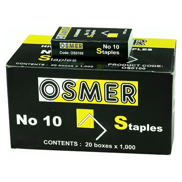 Osmer Staples No.10 Standard Box of 1000 Carton of 20
