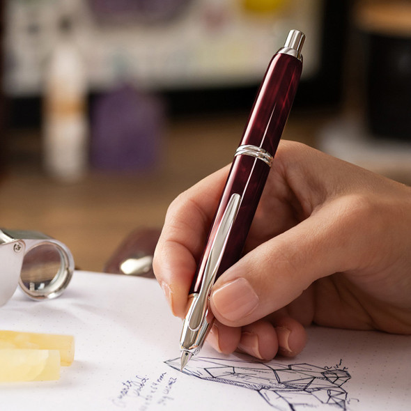 Pilot Capless SE Fountain Pen Fine Nib Marble Red Barrel