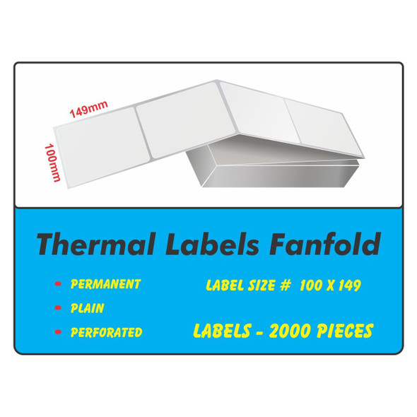 Osmer Fanfold Thermal Labels 100 x 149mm White Box of 2000