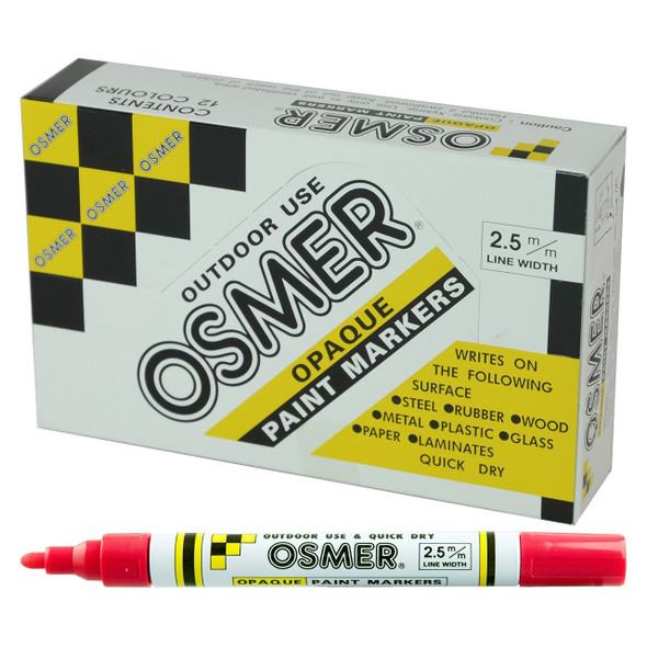 Osmer Opaque Paint Marker Broad Tip Red Box of 12