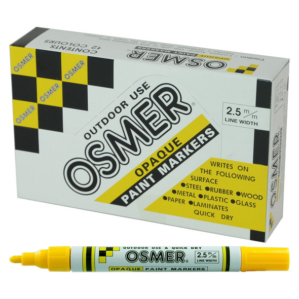 Osmer Opaque Paint Marker Broad Tip Yellow Box of 12